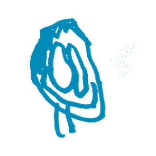 Child’s blue face drawing for Blue Room