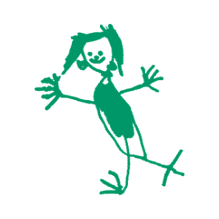 Child’s green person drawing for Pre-school