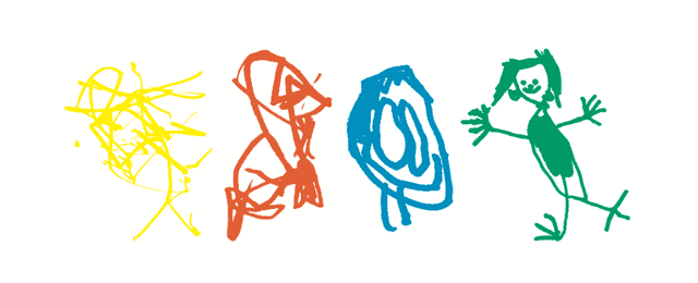 Children’s drawings representing Yellow, Red, Blue and Pre-school rooms