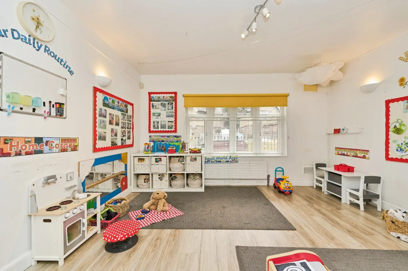 Yellow Room at Montys Nursery — baby room with soft play and yellow blinds